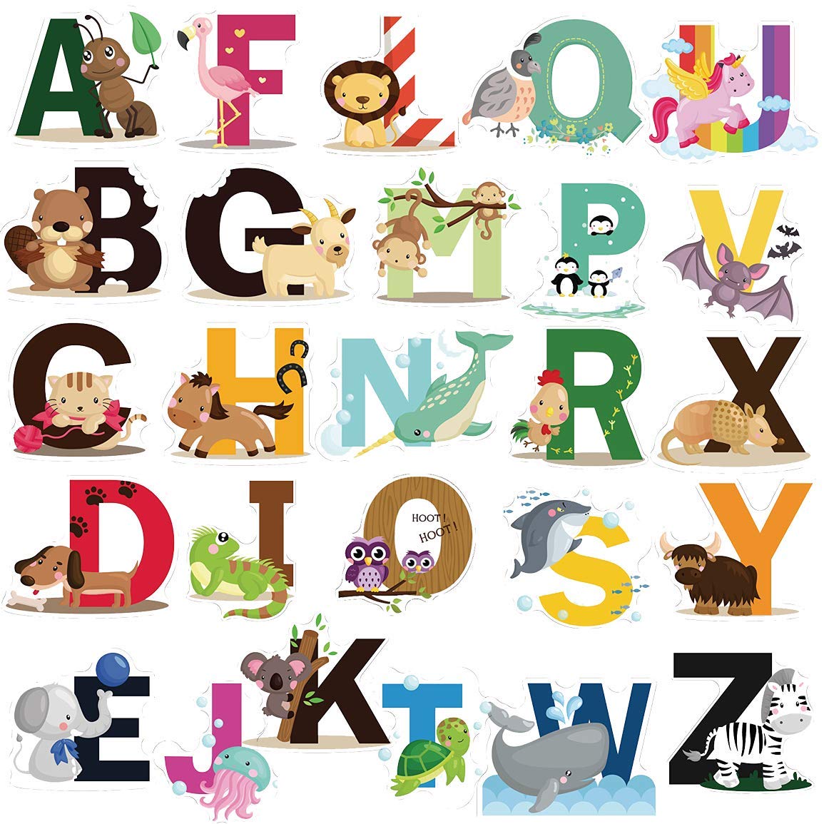 Buy DEKOSH Educational Animal Alphabet Kids Wall Decals - Baby ...