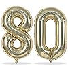 80th Birthday Balloons Champagne Gold for Women, 40 Inch Giant Gold Foil Number 80 Balloons Self Inflating, Light Gold Digit 8 & 0 Helium Balloons for Men 80th Anniversary Party Decorations Supplies