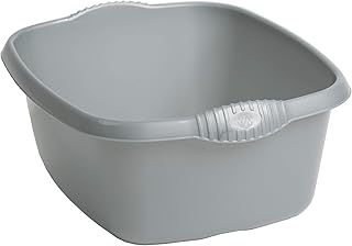 M1SS Large Rectangular Washing Up Plastic Bowl, 12 Litre, Silver High Grade 39cm Basin Kitchen Mixing Bowls Sink Tidy Upcy...