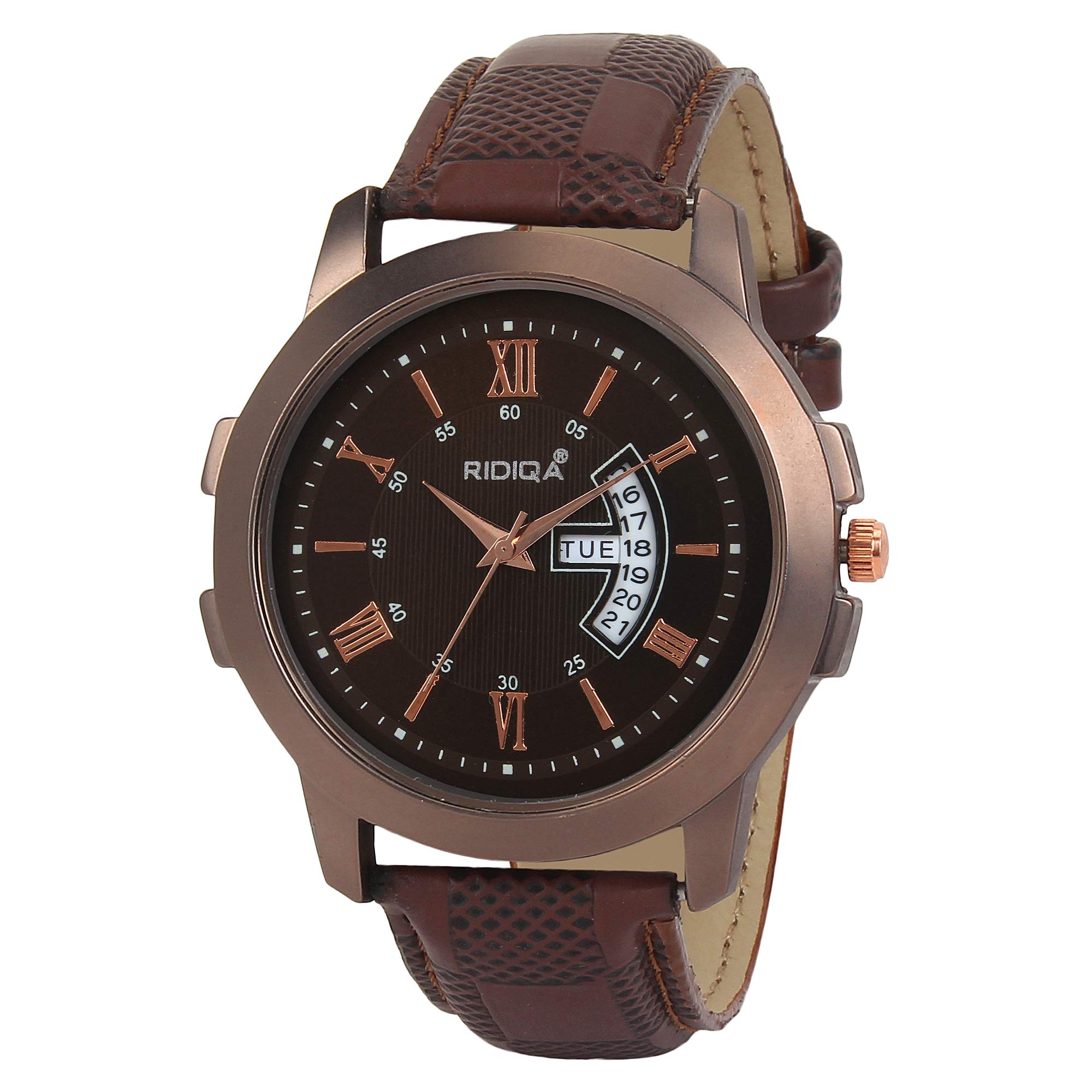 Analog Wrist Man Watch Brown Dial Brown Belt RD-194