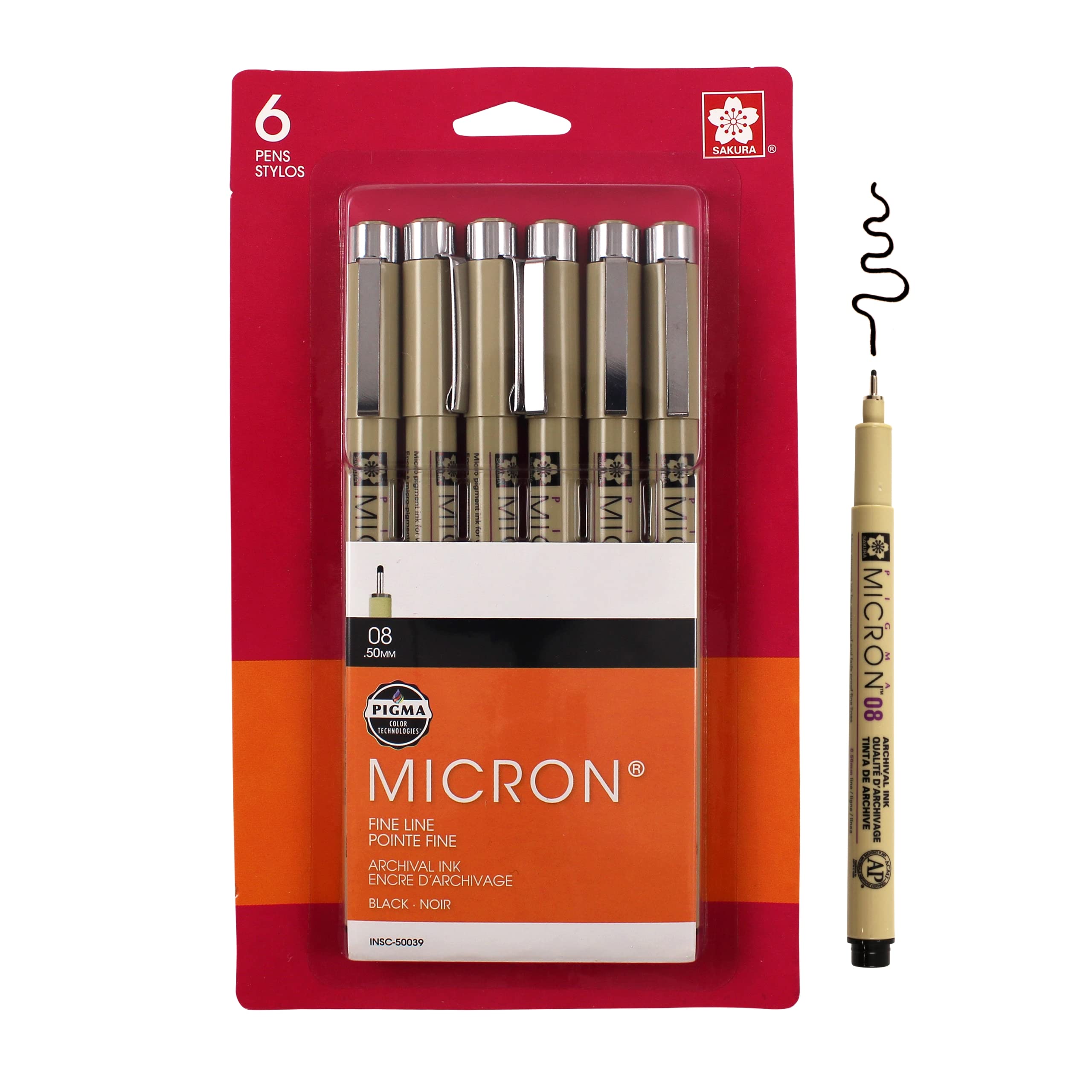 SAKURA Pigma Micron Fineliner Pens - Archival Black Ink Pens - Pens for Writing, Drawing, or Journaling - Black Ink - 02 Point Size - 6 Pack