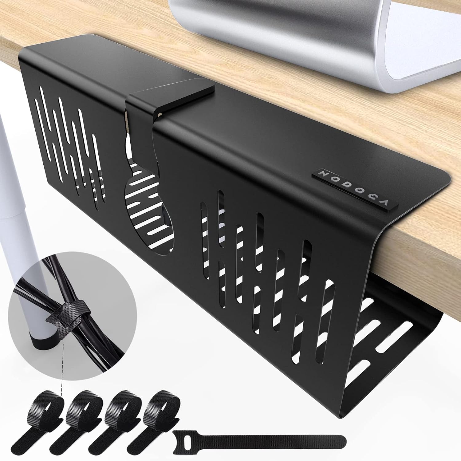 NODOCA No Drill Under Desk Cable Management Tray, 14'' Wire Management ...