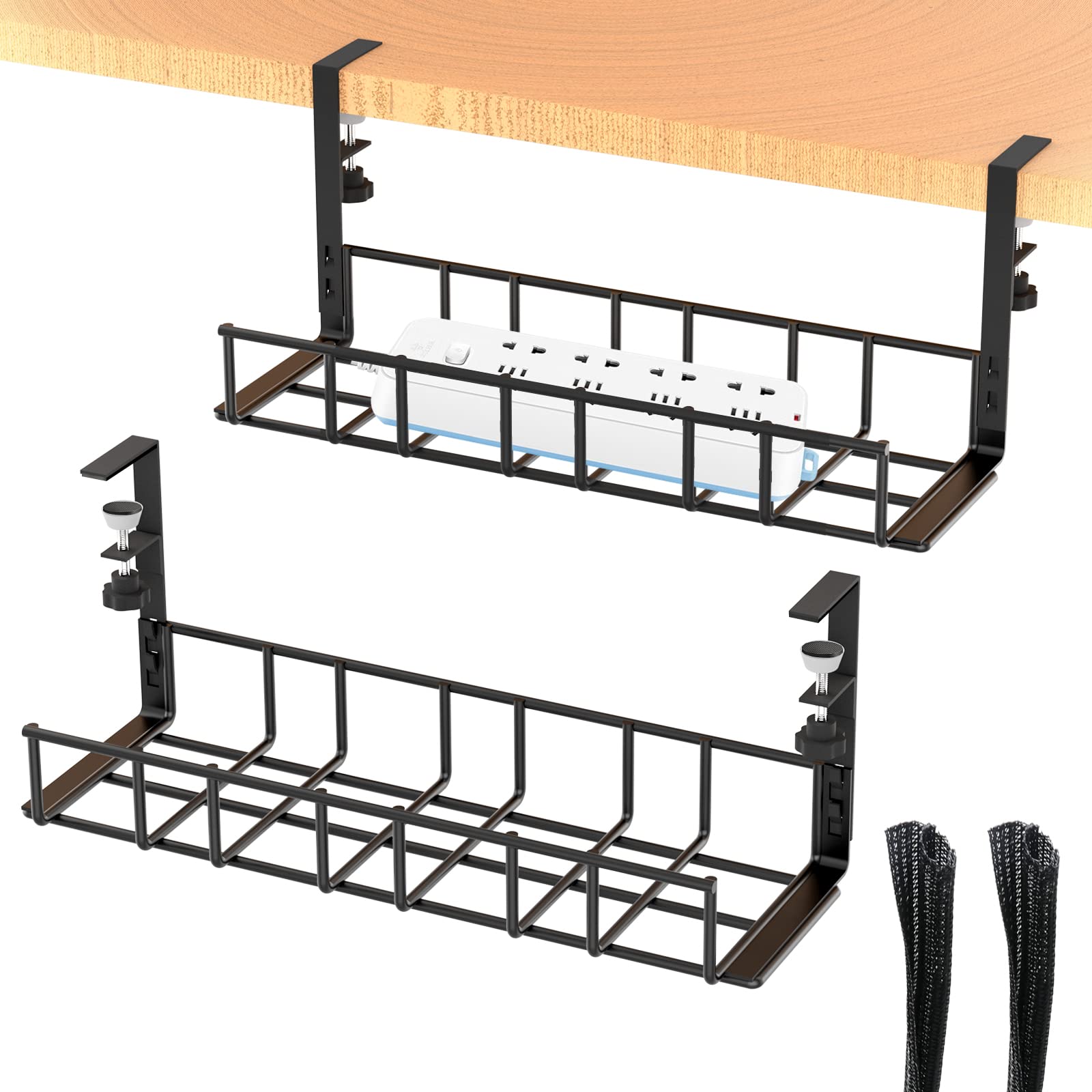 Buy Under Desk Cable Management Tray 2 Pack, MYLOLF No Drill Under Desk ...