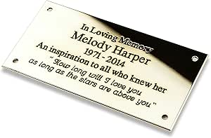 8&#34; x 3&#34; Rectangular solid brass engraved nameplate. Personalised engraved memorial plaque