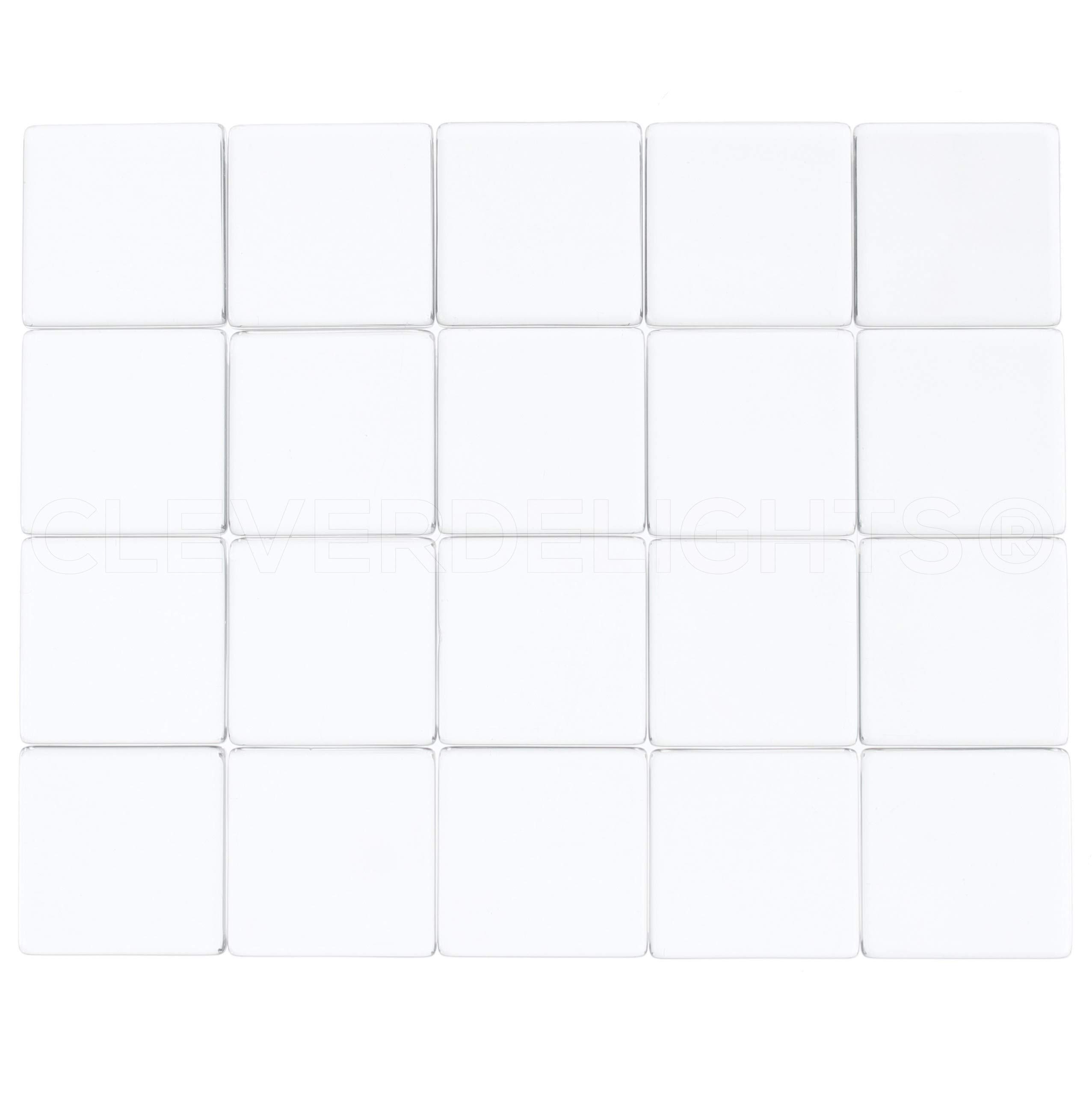 CleverDelights 1" Square Glass Tiles - 50 Pack - Clear 1 Inch Craft Tiles