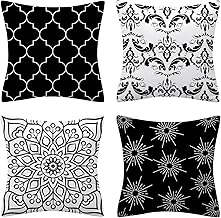 Set of 4 Luxton Home Decoration Black White Cushion Covers, Soft Flannel Square Cushion Cover Set for Sofa Couch Lounge De...