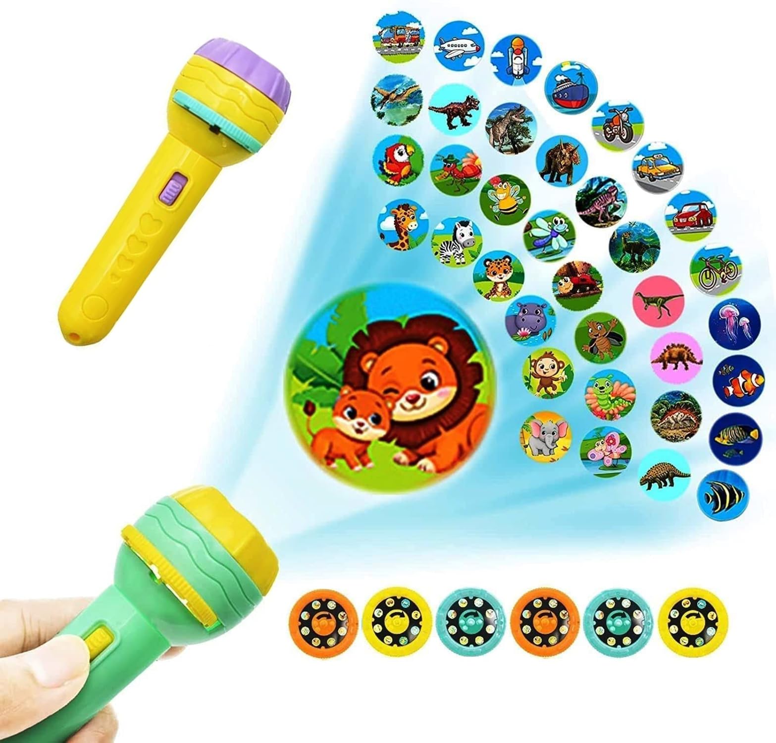 GJSHOP Ignite Imagination with Our Mini Projector Torch Toy - 6 Slides, 48 Patterns for Endless Fun (Multicolor)