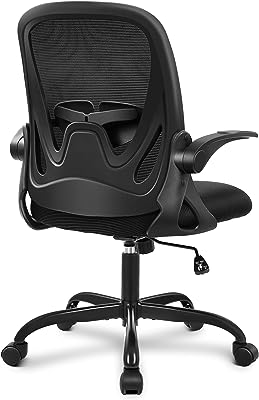 Primy Office Chair Ergonomic Desk Chair with Flip up Armrests Swivel Breathable Desk Mesh Computer Chair with Adjustable Lumbar Support and Height for Conference Room (Black)