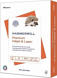 Hammermill Printer Paper, Premium Inkjet & Laser Paper 24 Lb, 8.5 x 11 - 1 Ream (500 Sheets) - 97 Bright, Made in the USA,...