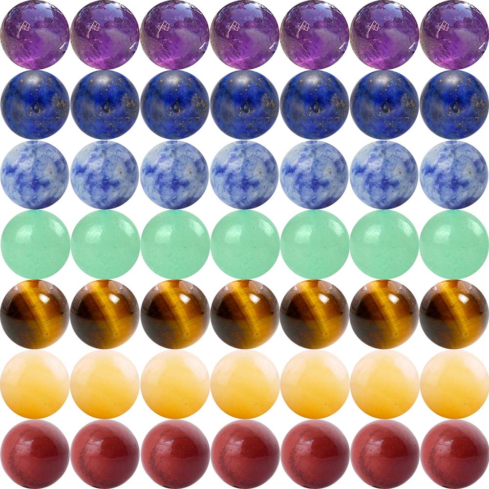 7 Chakra Natural Stone Beads Mixed 100pcs 8mm Round Genuine Real Stone Beading Loose Gemstone Amethyse Color DIY Smooth Beads for Bracelet Necklace Earrings Jewelry Making