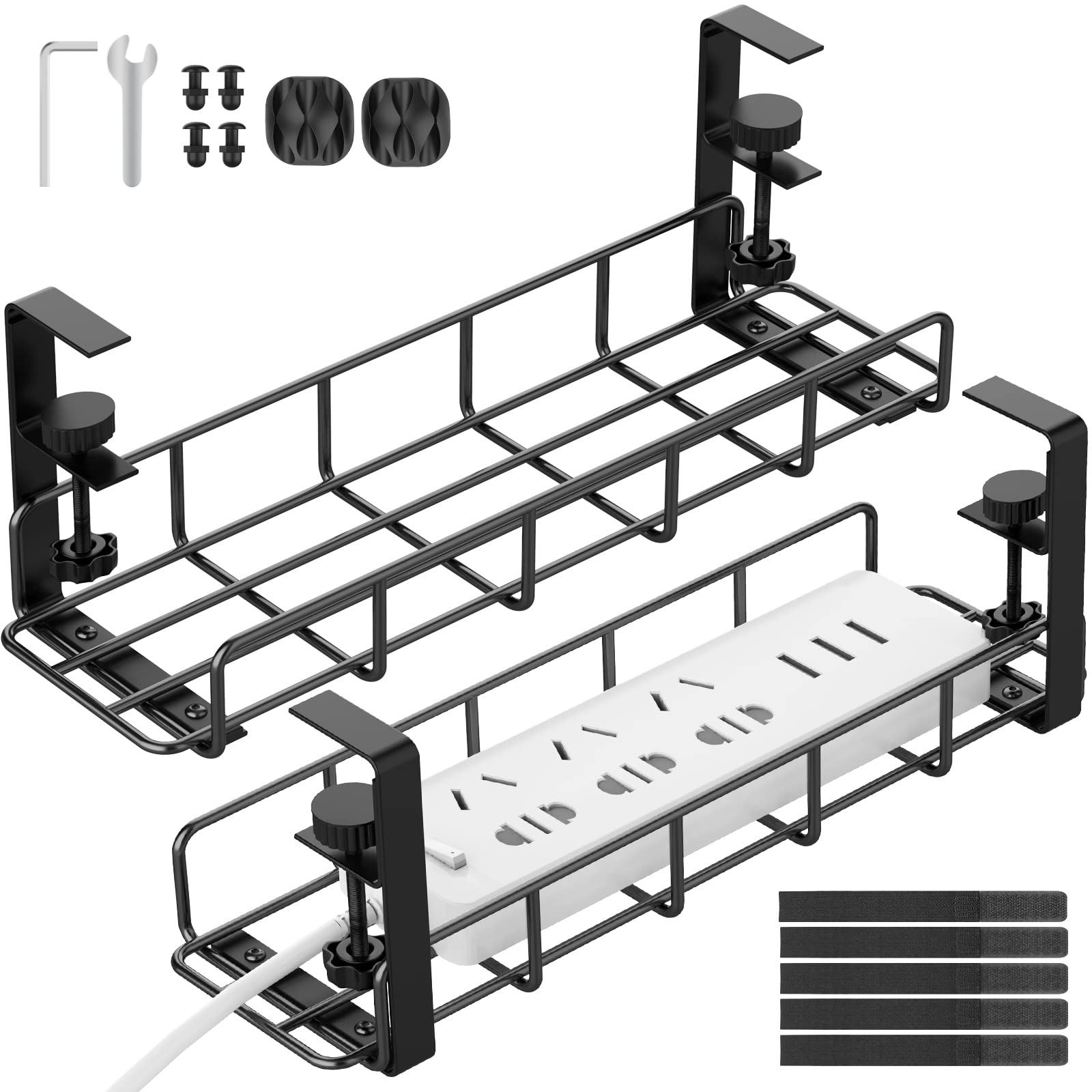 Buy Under Desk Cable Management Tray, 31.5'' No Drill Steel Desk Cable ...