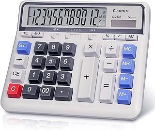 Comix Desktop Calculator Solar Battery Dual Power with 12-Digit Large LCD Display and Large Computer Keys Standard Functio...