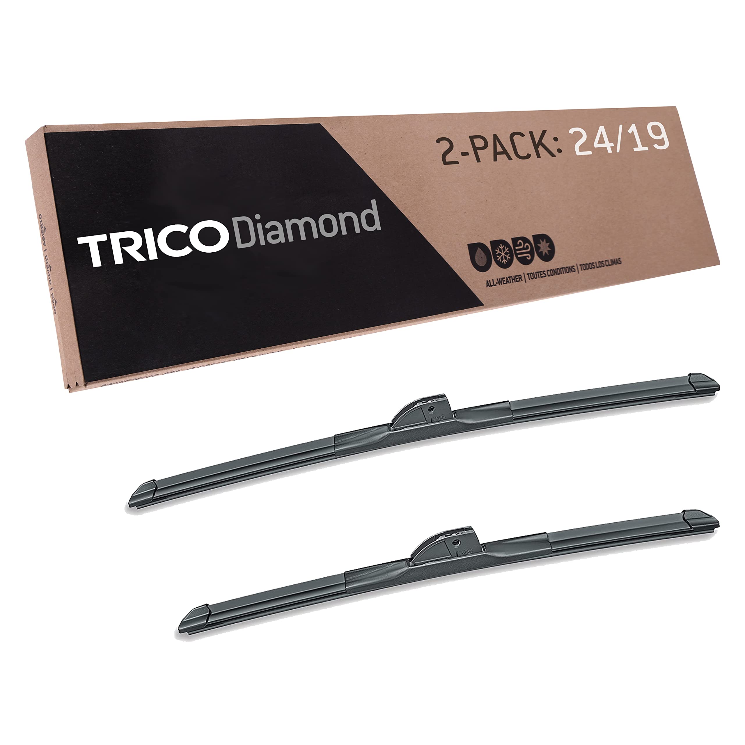 TRICO Diamond™ (25-2419) 24 Inch & 19 inch pack of 2 High Performance Automotive Replacement Windshield Wiper Blades For My Car Super Premium All Weather Beam Blade for Select Vehicle Models