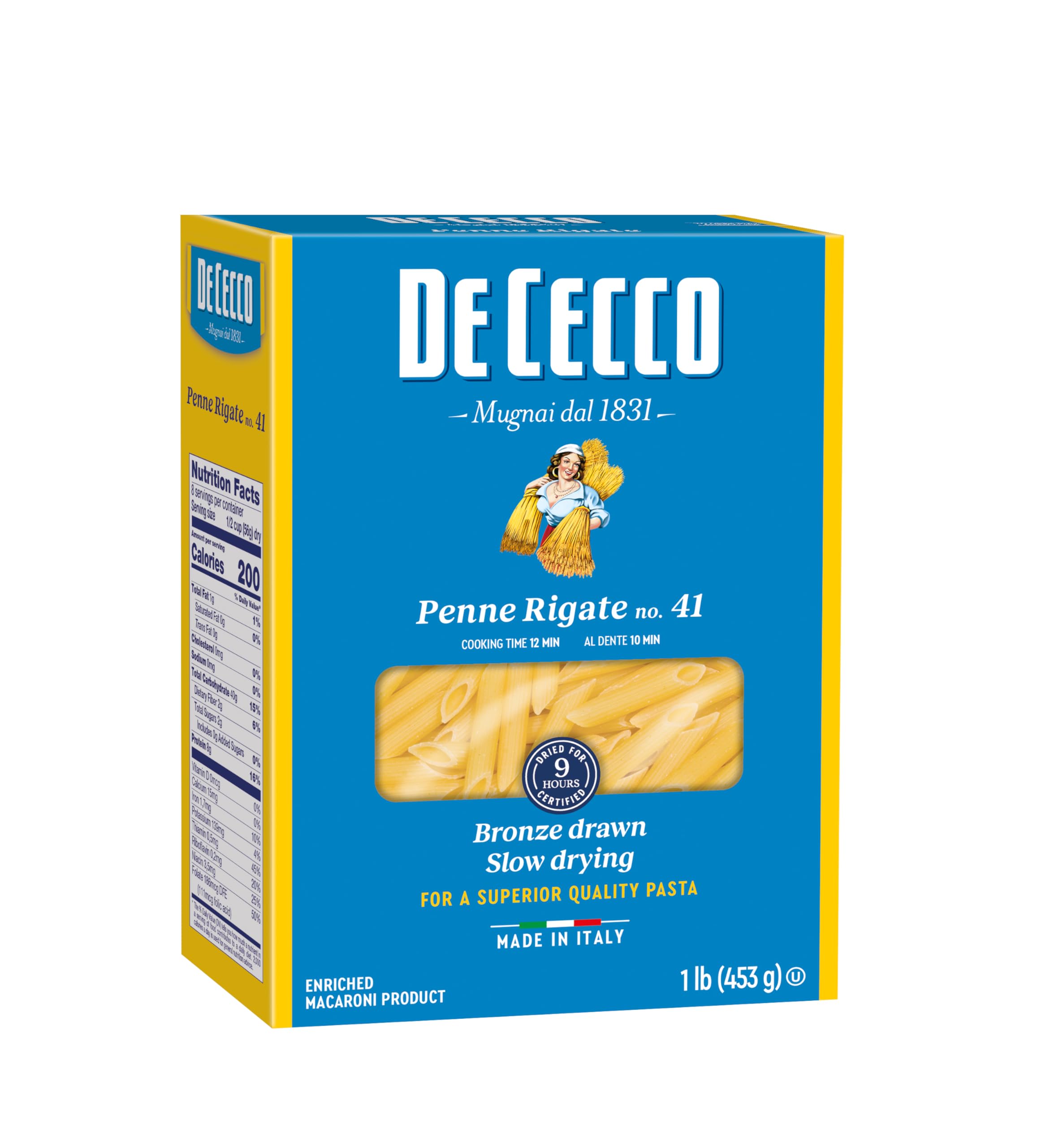 De CeccoSemolina Pasta, Penne Rigate No.41, 1 Pound