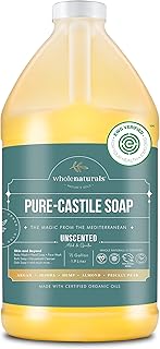 WHOLENATURALS Pure Castile Soap Liquid, EWG Verified & Certified Palm Oil Free Unscented, Natural, Mild & Gentle Non-gmo &...