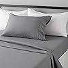 Amazon Basics Lightweight Super Soft Easy Care Comfortable Microfiber 3 Piece Bed Sheet Set With 14-Inch Deep Pockets, Twin XL, Dark Gray, Solid