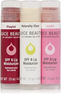 Juice Beauty SPF 8 Lip Moisturizers Trio, Natural Formula with Antioxidant-Rich Plant Oils and SPF 8 Protection, Moisturiz...