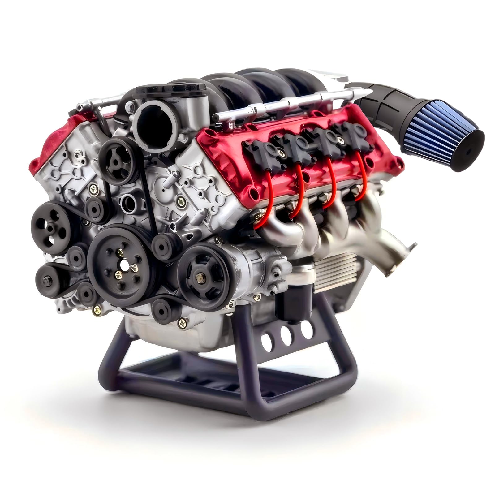 Wauvmoss Mini V8 Engine Kits That Runs, V8 Model Engine Kit Cison Engine MAD RC Engine Model Kits for Adults to Build, Plastic Model Suitable for Car AX90104 SCX10Ⅱ Capra VS4-10 Pro/Ultra (V8 I)