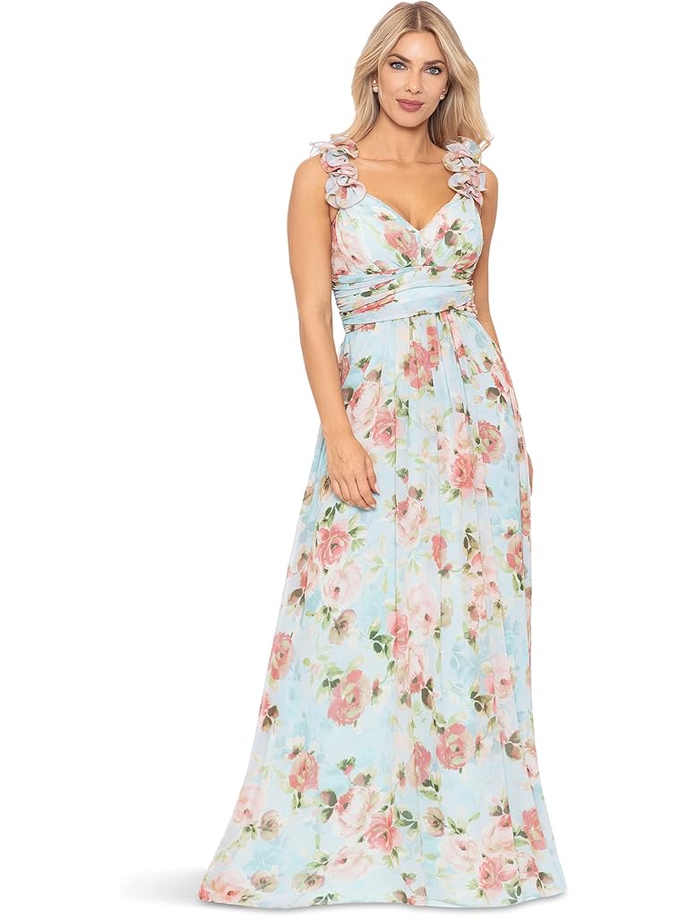 Betsy & Adam Long Wrap Floral Wrap Dress