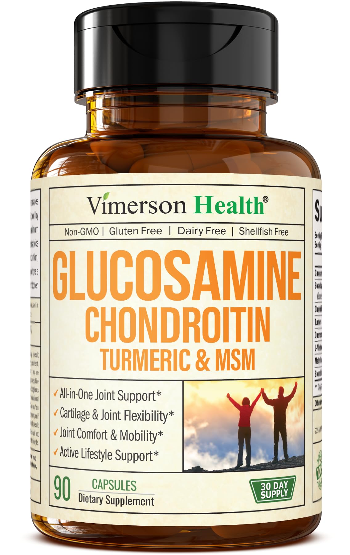 Glucosamine Chondroitin MSM and Turmeric Supplement - Joint Support Supplement for Women & Men with Boswellia & Glucosamine Sulfate 1500 mg. Used for Cartilage & Joint Health & Flexibility 90 Capsules