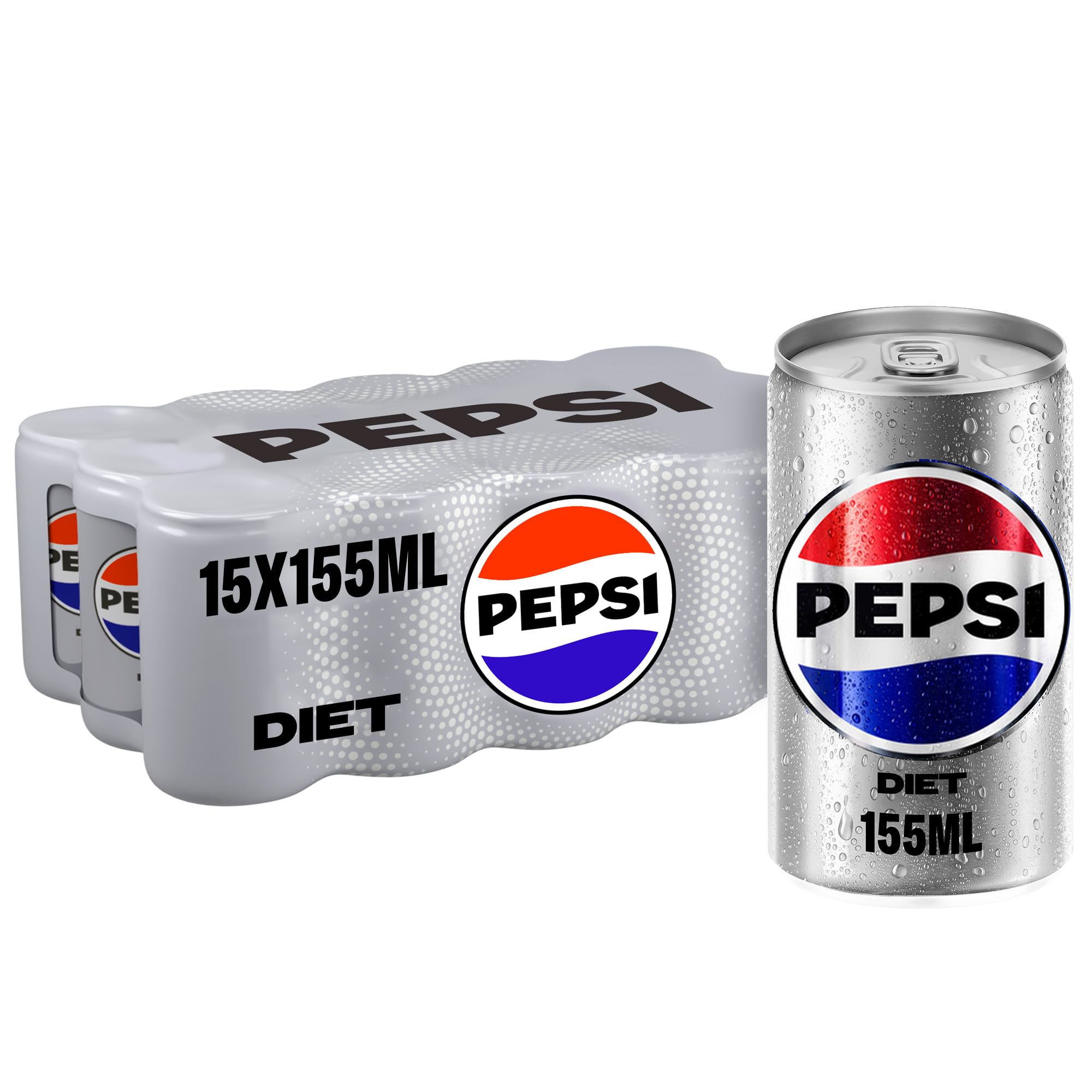 Diet Pepsi, Carbonated Soft Drink, Mini Can, 155 Ml Pack Of 15