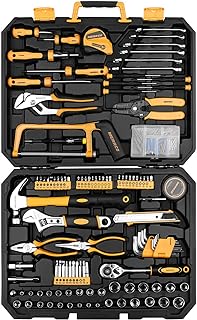 DEKOPRO 198 Piece Home Repair Tool Kit, Wrench Plastic Toolbox with General Household Hand Tool Set