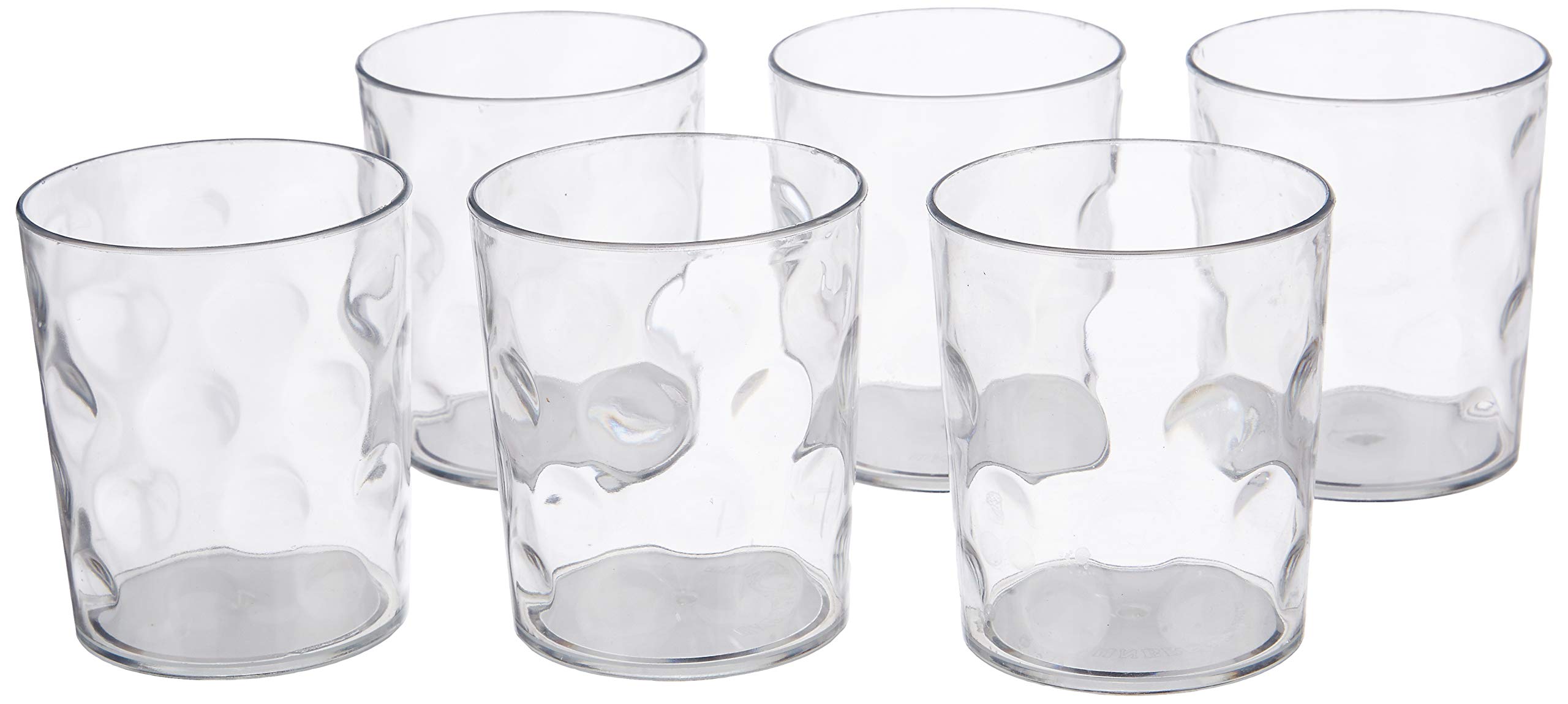 Amazon Brand - Solimo Plastic Tumblers Set (6 pieces, Diamond pattern, 400 ml)