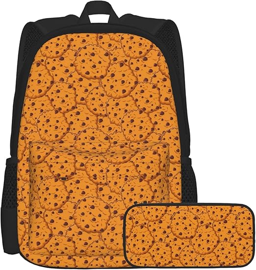 School Backpack 2 in 1 Set Chocolate Chip Cookies Pattern Backpacks ...