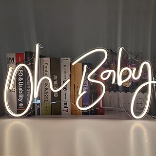 31.5 x 15.7 inches Oh Baby Neon Sign for Wall Decor, with Dimmable Switch, Reusable Neon Light Sign for Baby Shower Decora...