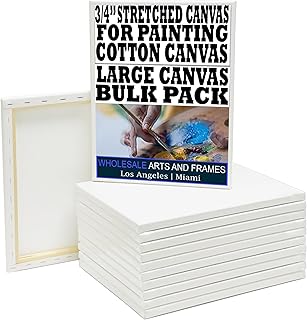 18x24 10 PK 3/4" White Stretched Extra Large Canvas for Painting. 10oz White Canvas. Paint Art Canvases for Painting. Blan...