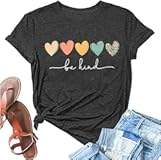 Womens T Shirts Be Kind Shirt Cute Graphic Blessed Shirt Short Sleeve Tees Funny Inspirational Teacher T-Shirt Tops