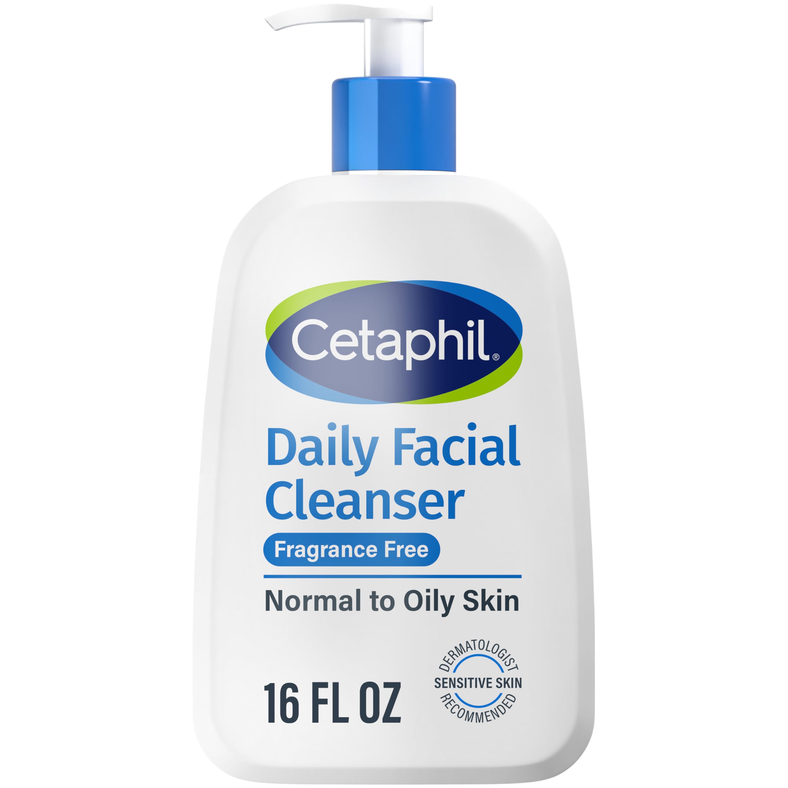 CetaphilFace Wash, Daily Facial Cleanser for Sensitive, Combination to Oily Skin, 16 Oz, Fragrance Free, Gentle Foaming, Soap Free, Hypoallergenic