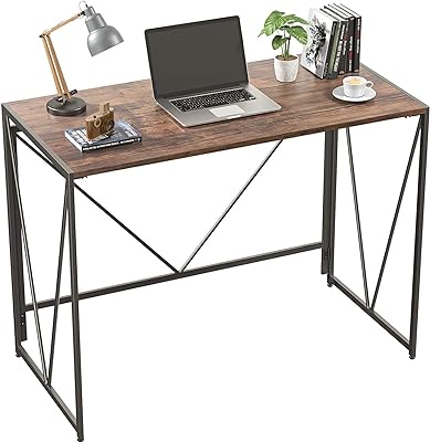 NOBLEWELL HOME NWCD3D Folding Computer Desk, Brown