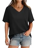 Womens T Shirts V Neck Short Sleeve Casual Loose Tees Tops 2024 Trending Now