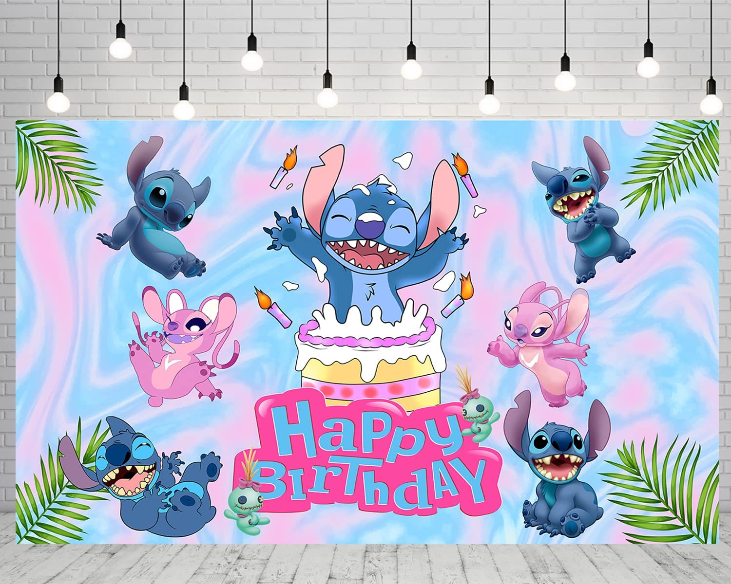 huio Summer Hawaiian Aloha Backdrop for Lilo and Stitch Theme Birthday Party Supplies 5x3ft Tropical Photo Background for Stitch Theme Party Cake Table Decorations Baby Shower Banner