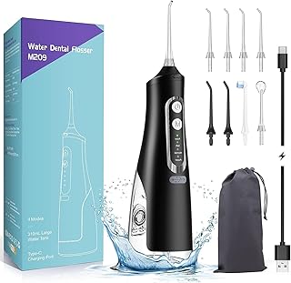 Annmiir® M209 Water Dental Flosser Professional Irrigator for Dental & Oral Care with 8 Tips 4 Modes 310mL Large Capacity ...