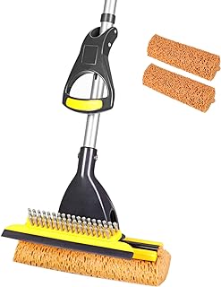 Yocada Sponge Mop Home Commercial Use Tile Floor Bathroom Garage Cleaning Total 2 Sponge Heads NOT 3 Heads Squeegee and Te...