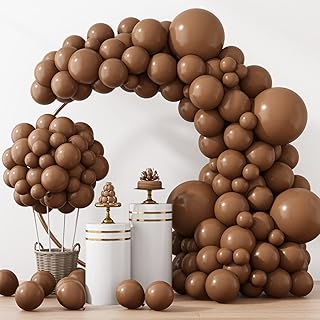 RUBFAC 129pcs Brown Balloons Different Sizes 18 12 10 5 Inches for Garland Arch, Premium Brown Latex Balloons for Birthday...