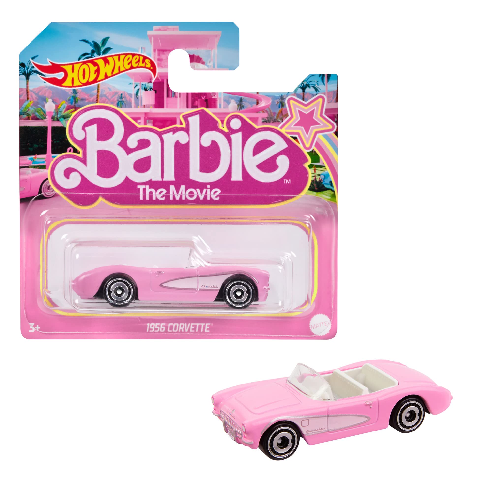 Buy Hot Wheels Barbie Die-Cast Pink Corvette in 1:64 Scale, Toy Car ...