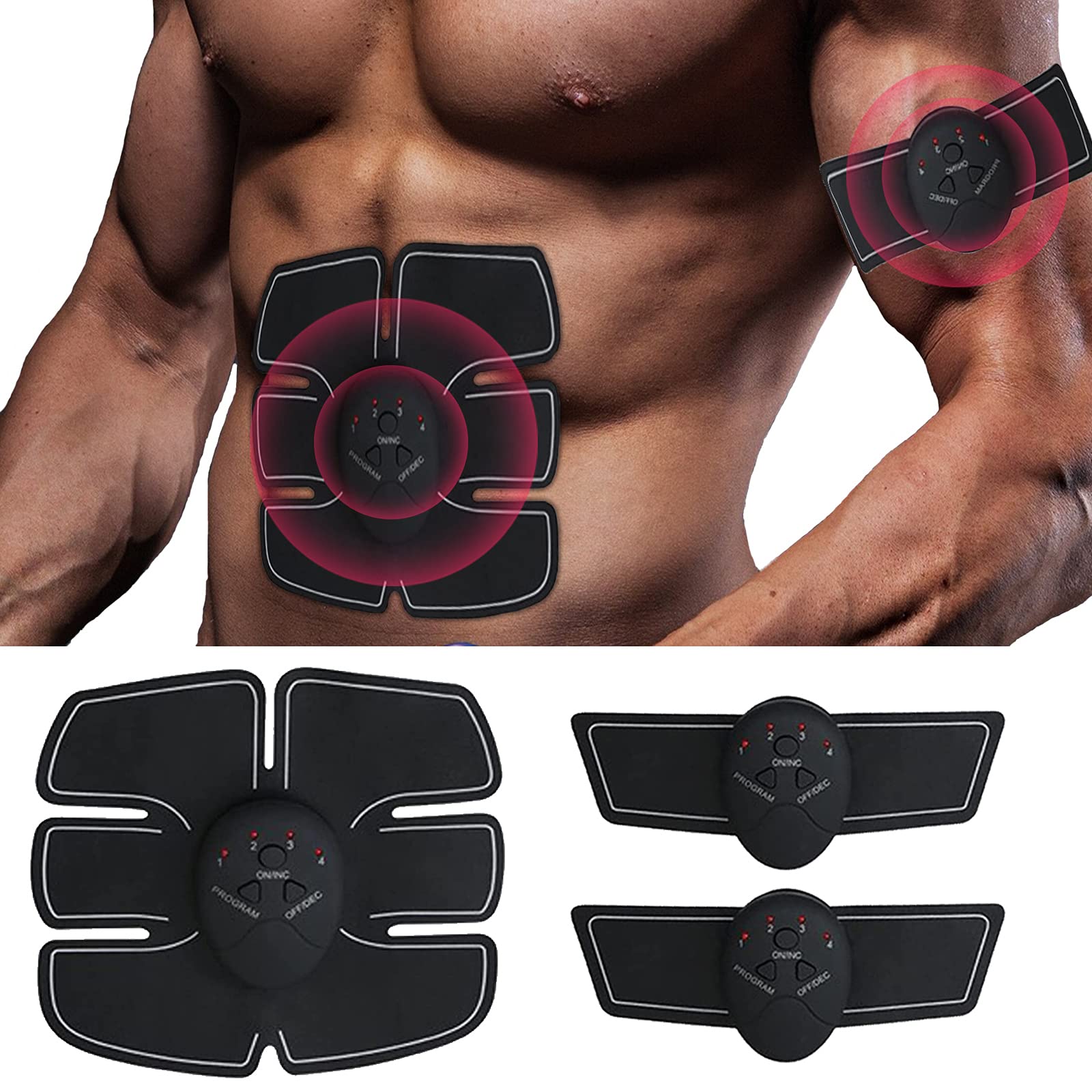 wyewye Abs Sitmulator Trainer Muscle Stimulator 6 Pack Ems Ab Toner Abdominal Muscle Trainer Machine Set Electronic Belt Workout Home Fitness Device Whole Body Fitness