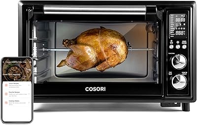 COSORI Air Fryer Toaster Oven Combo 13-in-1, 32Qt APP & Voice Control Convection Oven Countertop, Bake, Broil, Roast, Dehydrate, Sous Vide, 134 Recipes & 4 Accessories, Black, Stainless Steel