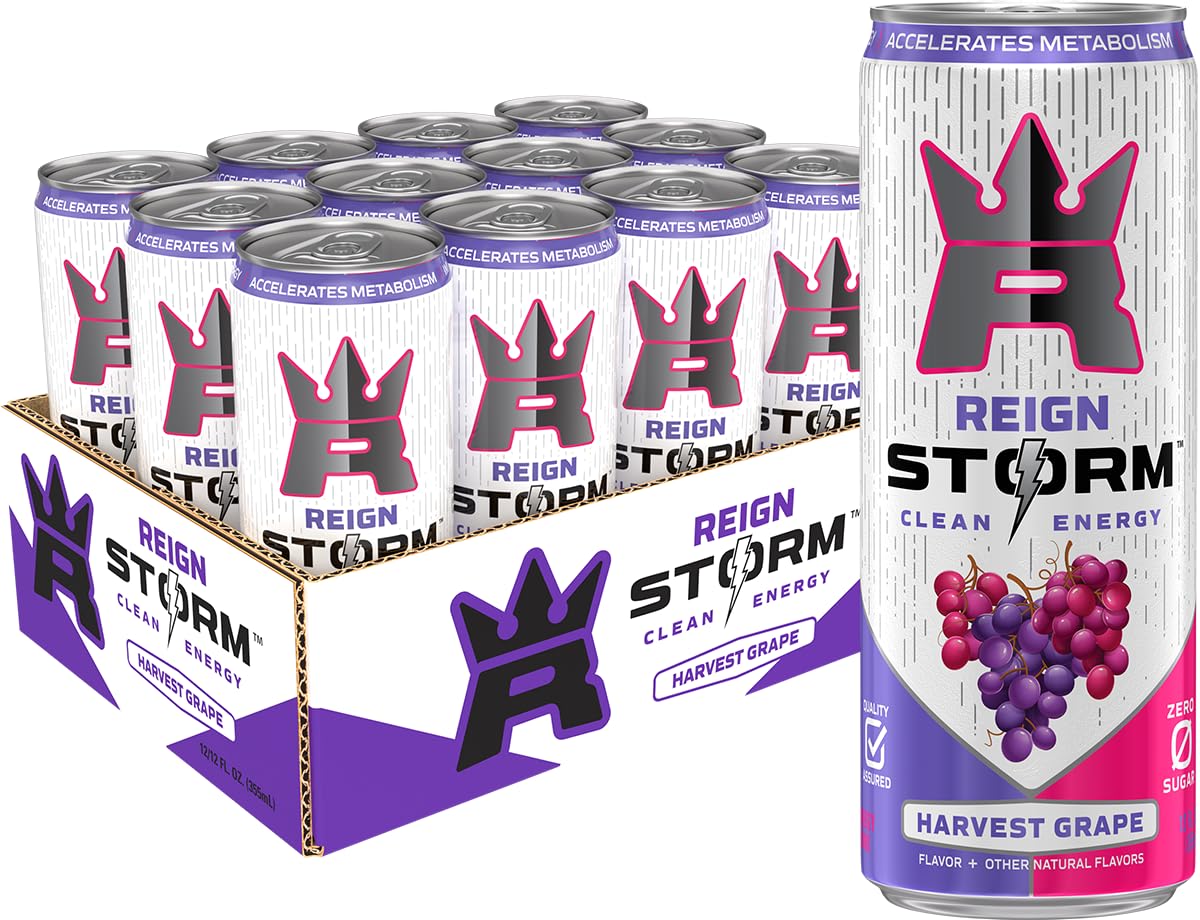 REIGNStorm, Harvest Grape, Fitness & Wellness Energy Drink, 12 Fl Oz (Pack of 12)