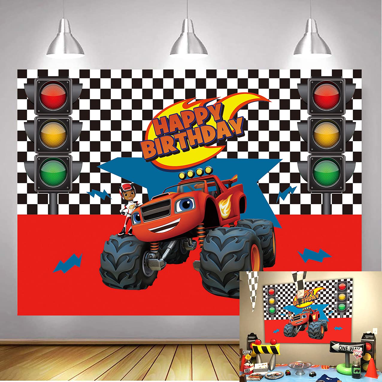 Buy NSY Monster Truck Backdrop Monster Machines Blaze Theme Photography ...