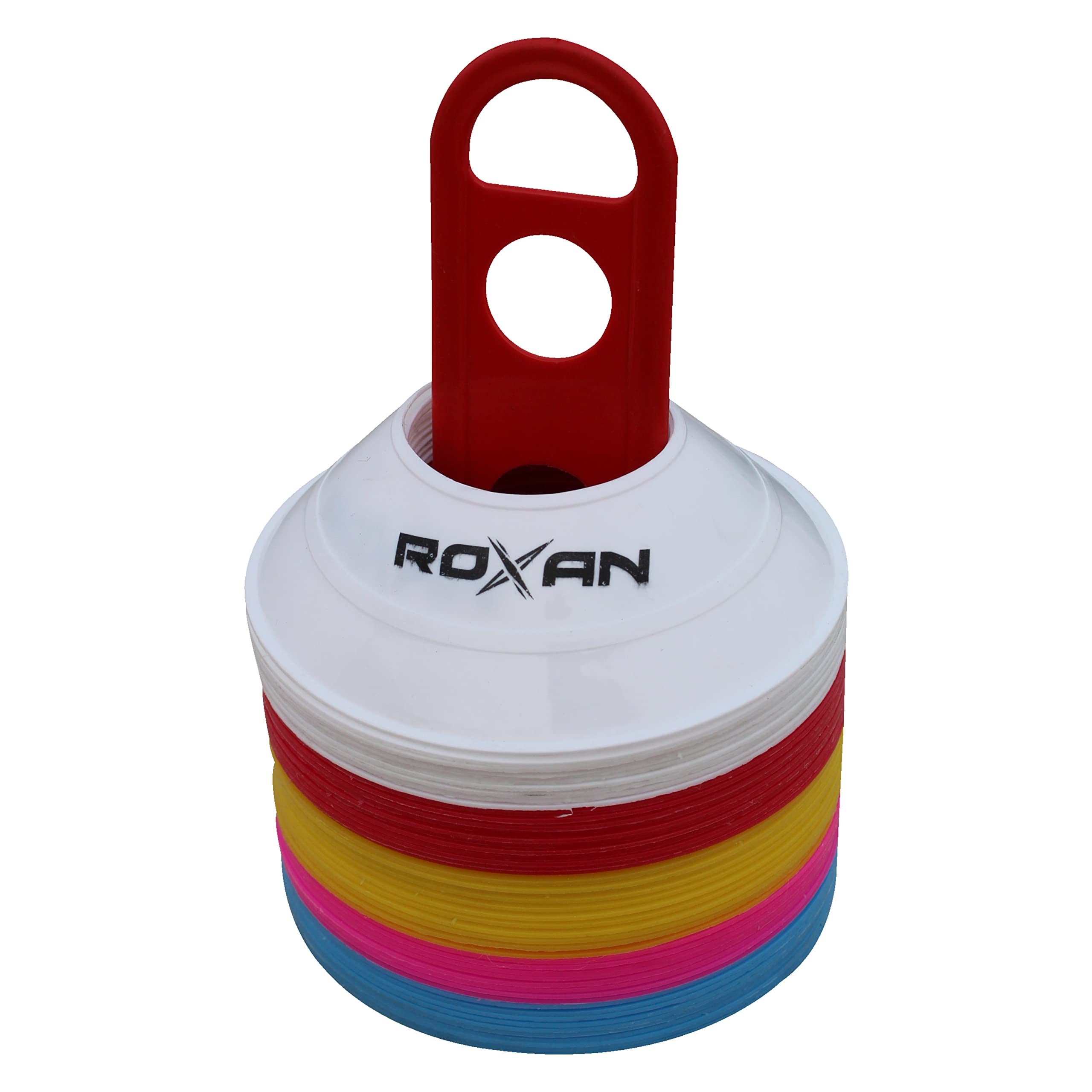 Roxan Football Marker Cone 1.5 inch Pack of 50 with 5 Multi Color | Space Marker Cone | Saucer Cone | Marker Cone for Track and Field for Unisex Adults