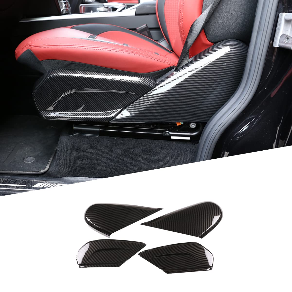 HIRUFAIT 4PCS Front Seat Side Panel Decorative Coverfor Mercedes Benz G-Class 2019 2020, ABS Material Car Interior Seat Side Panel Sticker Protector Accessories (Carbon Fiber Style)