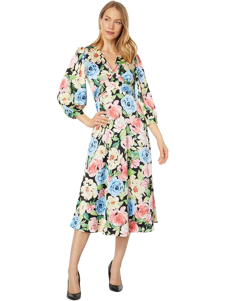 Maggy London Floral Print Tie Back A-Line Dress