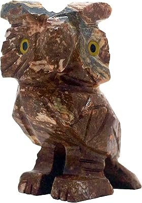 Nelson Creations, LLC 2 Inch Owl Natural Soapstone Hand-Carved Animal Charm Totem Stone Carving Figurine