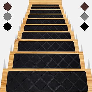 Stair Treads for Wooden Steps 15pcs - 8x30in Carpet Stairs Runner Indoor Non-Slip Stair Mats for Kids Elders and Pets