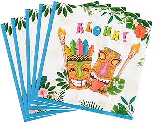 WERNNSAI 50PCS Hawaiian Luau Napkins - Tropical Tiki Themed Party Supplies Disposable Aloha Paper Napkins for Birthday Summer Pool Beach Party