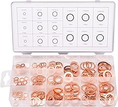 Toolwiz 150PCS 15 Sizes Copper Metric Sealing Washers Assortment Set Flat Ring Sump Plug Oil Seal Gasket Sealing Washers C...